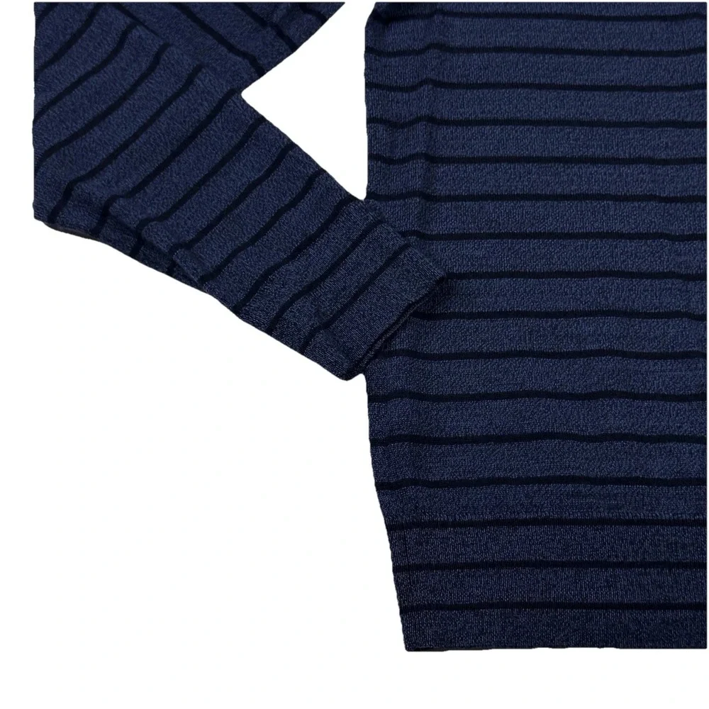 Banana Republic Baruffa Merino Wool Sweater Men's Large V Neck Blue Striped